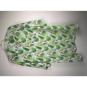 Disney Mickey Mouse Hawaiian Shirt XXL Tropical Aloha Camp Button Up Green